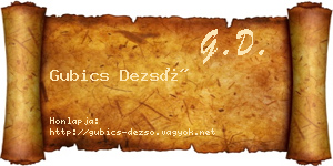 Gubics Dezső névjegykártya